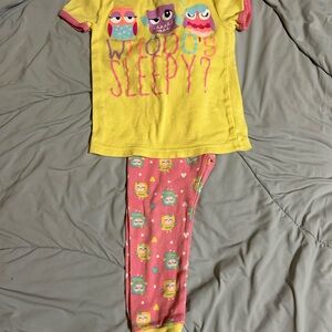 Kids Yellow and Pink Owl Pajamas